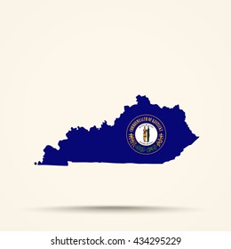 Map of Kentucky in Kentucky flag colors