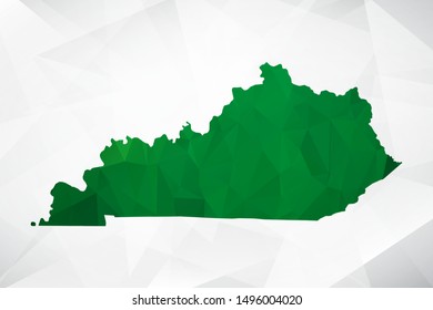 Map of Kentucky - Green Geometric Rumpled Triangular , Polygonal Design For Your . Vector illustration eps 10.