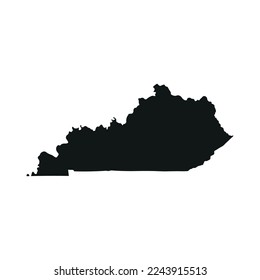 Map of the Kentucky state in black color isolated on white background. Vector illustration