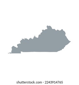 Map of the Kentucky state in grey color isolated on white background. Vector illustration