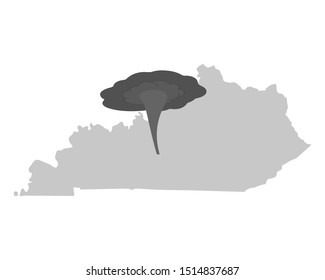 Map of Kentucky and tornado symbol