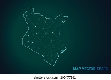 Map of kenya - Abstract mash line and point scales on dark gradient background. Wire Frame 3D mesh polygonal network line, design sphere, dot and structure. Vector illustration eps 10.
