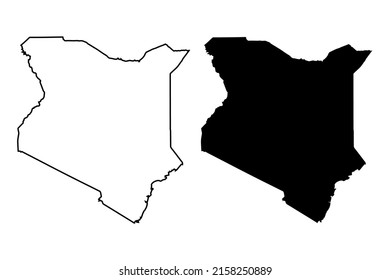 Mapa de Kenia. Siluetas de base sobre fondo blanco