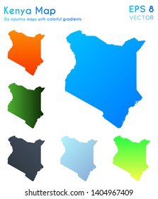 Map of Kenya with beautiful gradients. A vibrant set of country maps in a cute vector illustration.