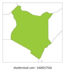 Map of Kenya green highlighted with neighbor countries.