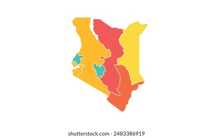 Map of Kenya isolated modern colorful style. for website layouts, background, education, precise, customizable, Travel worldwide, map silhouette backdrop, earth geography, political, reports. 