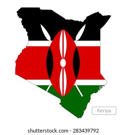 Map of Kenya with an official flag. Illustration on white background