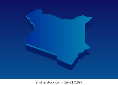 map of Kenya on blue background. Vector modern isometric concept greeting Card illustration eps 10.