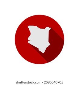 Map of Kenya on red circle with long shadow