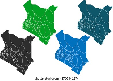 map of kenya. original map.variety of colors on white background. Vector illustration eps 10.