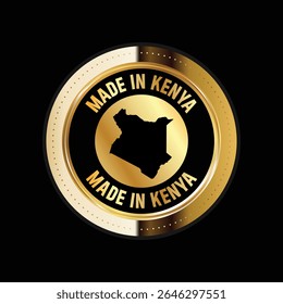Mapa de Kenia. Ilustración vectorial. Logotipo, icono y símbolo. Mapa de Kenia sello de oro. 