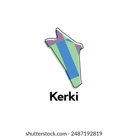 Map of Kerki Geometric modern vector design template, national borders and important cities illustration