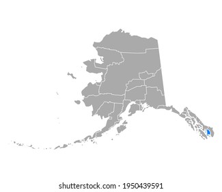 Map of Ketchikan Gateway in Alaska on white