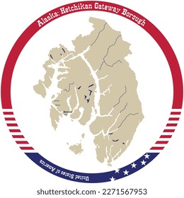 Map of Ketchikan Gateway Borough in Alaska, USA arranged in a circle.