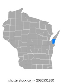 Map of Kewaunee in Wisconsin on white