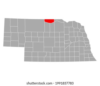 Mapa de Keya Paha en Nebraska sobre fondo blanco