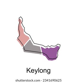 Map Of Keylong City Modern Simple Geometric, illustration vector design template