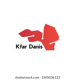 Map of Kfar Danis national borders, important cities with dot technology, World map country vector illustration design template