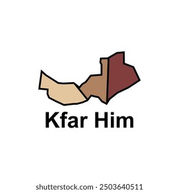 Map of Kfar Him vector design template, World Map International vector template with outline graphic sketch style isolated on white background