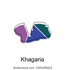 Map of Khagaria vector template with outline, graphic sketch style isolated on white background