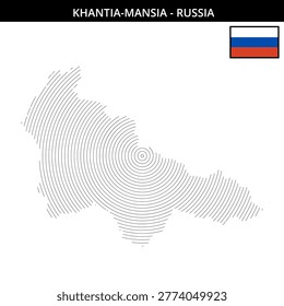 Map of Khantia-Mansia Russia with flag