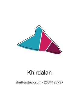 map of Khirdalan vector design template, national borders and important cities illustration on white background