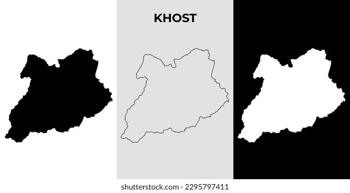 Map of Khost, Afghanistan region outline silhouette vector illustration, scribble sketch City of Khost map, Asia