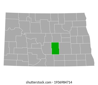 Map of Kidder in North Dakota on white