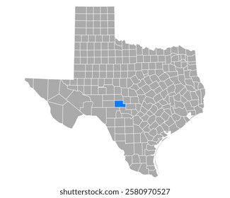 Map of Kimble in Texas on white