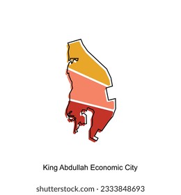 Map of King Abdullah Economic City design template, World Map International vector template with outline graphic sketch style isolated on white background