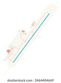 Map of King Shaka International Airport (South Africa). IATA-code: DUR. Airport diagram with runways, taxiways, apron, parking areas and buildings. Map Data from OpenStreetMap.