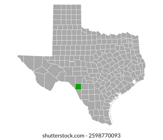Map of Kinney in Texas on white