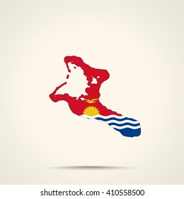 Map of  Kiribati in  Kiribati flag colors