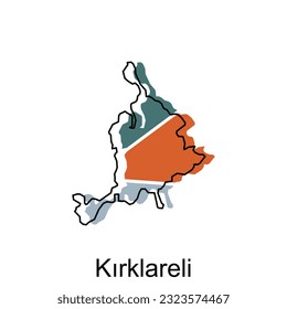 Map of Kirklareli Province of Turkey Illustration design, Turkey World Map International vector template