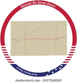 Map of Kit Carson County in Colorado, USA arranged in a circle.