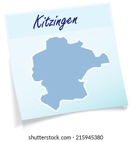 Map of Kitzingen as sticky note in blue