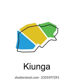 Map of Kiunga vector design template, national borders and important cities illustration