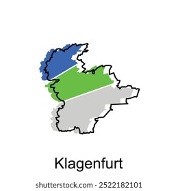 Map of Klagenfurt vector design template, World Map International vector template with outline graphic sketch style isolated on white background