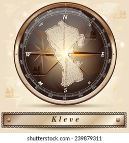 Map of Kleve with borders in bronze