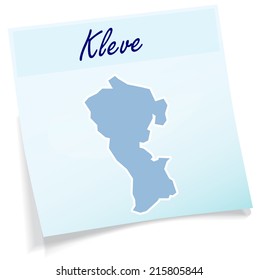 Map of Kleve as sticky note in blue