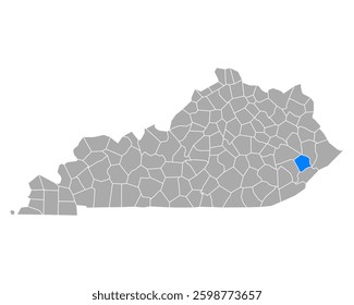 Map of Knott in Kentucky on white