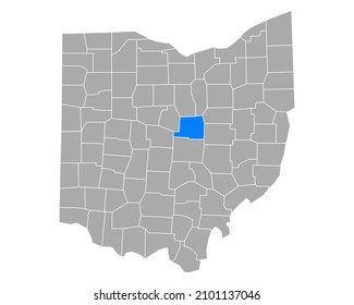 Map of Knox in Ohio on white