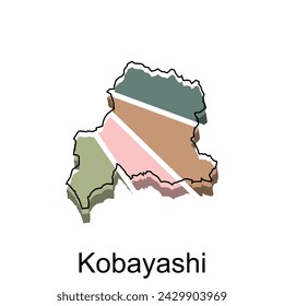 Map of Kobayashi City, logotype element for template. Suitable for your company