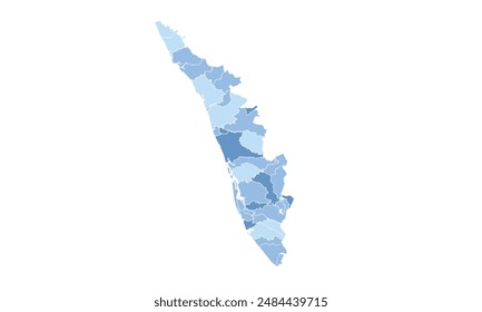 Map of Kochi isolated blue tone color style.Map of Japan.for website layouts, background, education, precise, customizable, Travel worldwide, map silhouette backdrop, earth geography, political.