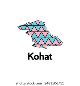 Map of Kohat illustration design template, Map capital city of Pakistan, abstract design with colorful geometric vector