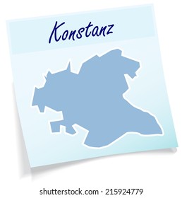 Map of Konstanz as sticky note in blue