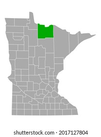 Map of Koochiching in Minnesota on white