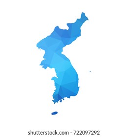Map of Korea - Blue Geometric Rumpled Triangular , Polygonal Design For Your . Vector illustration eps 10.
