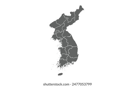 Map of korea isolated on white background. for website layouts, background, education, precise, customizable, Travel worldwide, map silhouette backdrop, earth geography, political, reports.