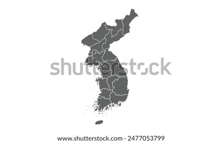 Map of korea isolated on white background. for website layouts, background, education, precise, customizable, Travel worldwide, map silhouette backdrop, earth geography, political, reports.